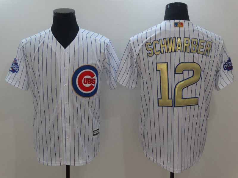 Men Chicago Cubs 12 Schwarber White Game 2021 MLB Jerseys